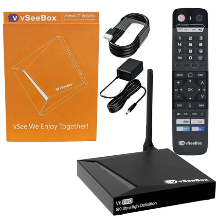 vSeeBox V6 Pro — Android TV Box, No Monthly Fees